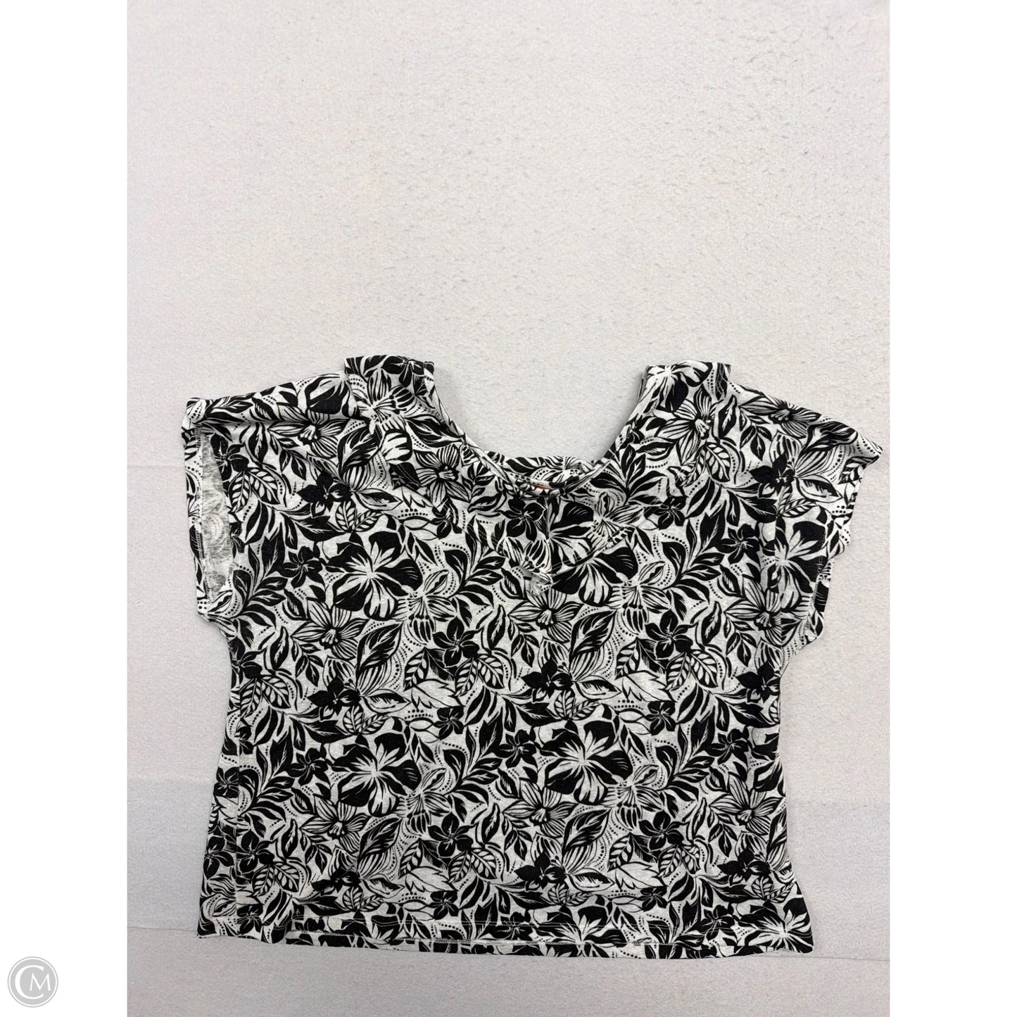 Top Short Sleeve By Hearts Of Palm In Black & White, Size: Xl