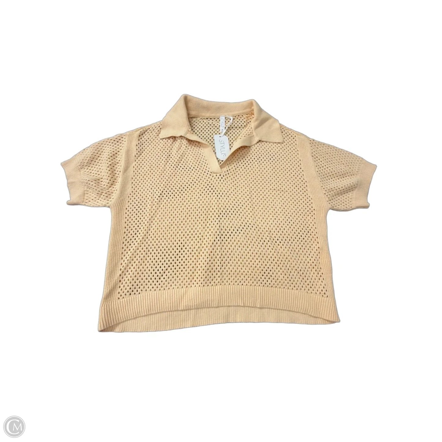 Sweater Short Sleeve By Stylus In Peach, Size: 1x