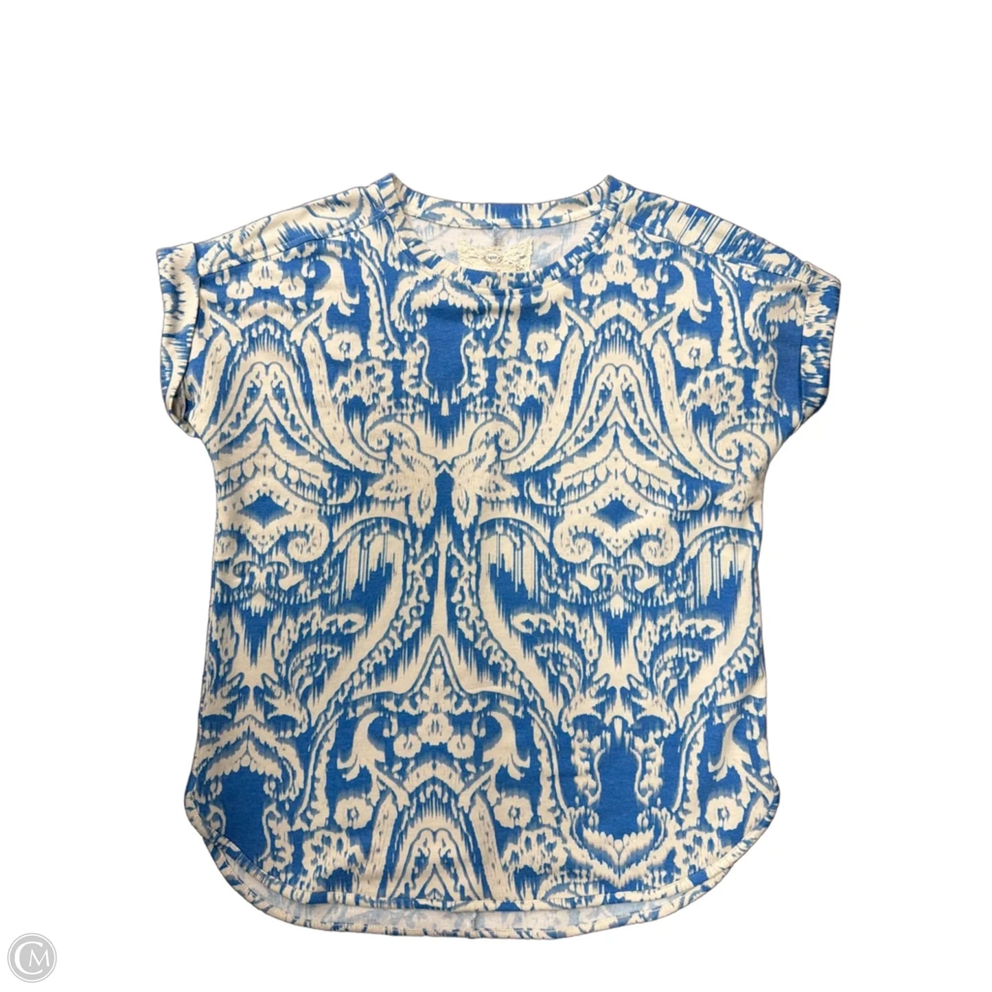Top Long Sleeve By Liz Claiborne In Blue & White, Size: L