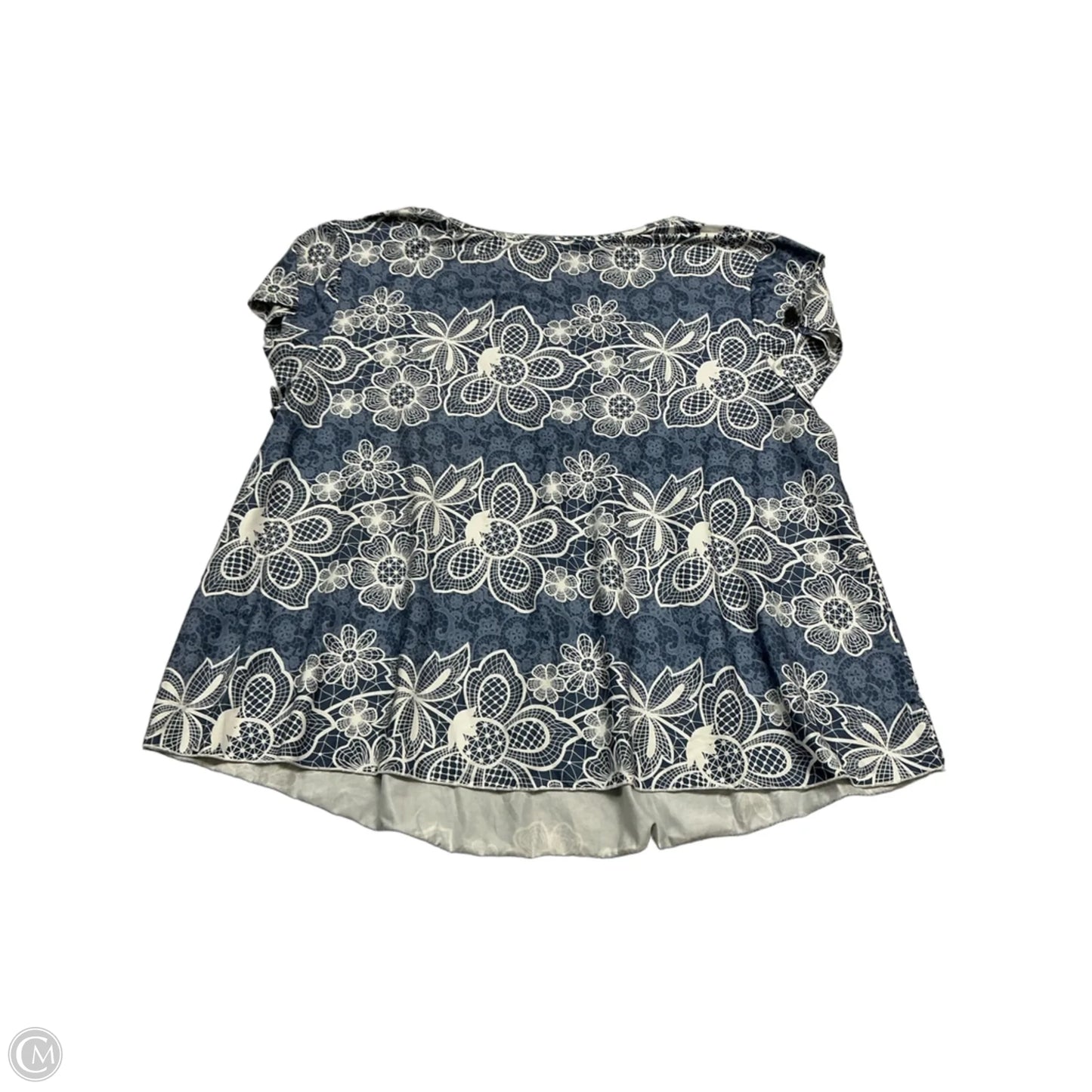 Top Short Sleeve By Cmf In Blue & White, Size: 3x