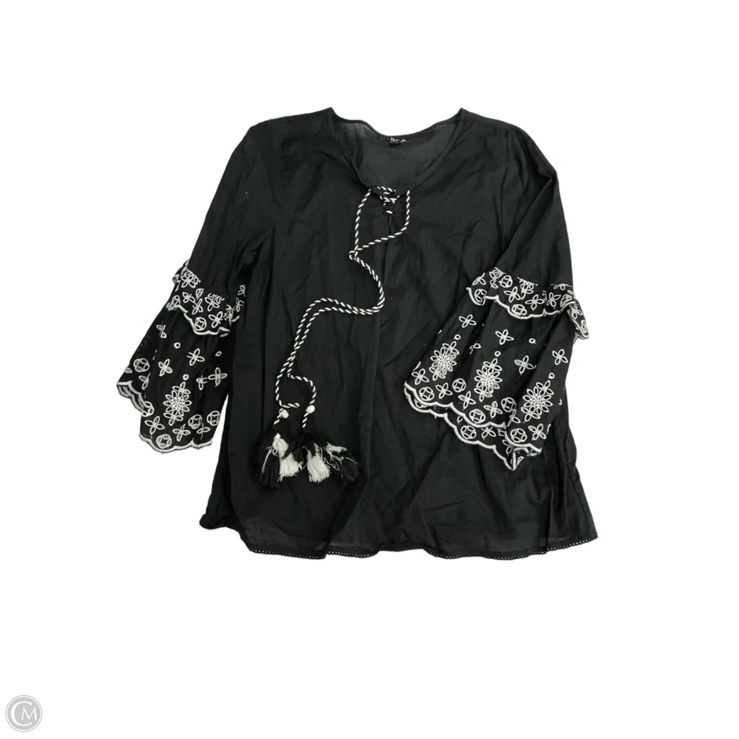 Top Long Sleeve By Ana In Black & White, Size: L