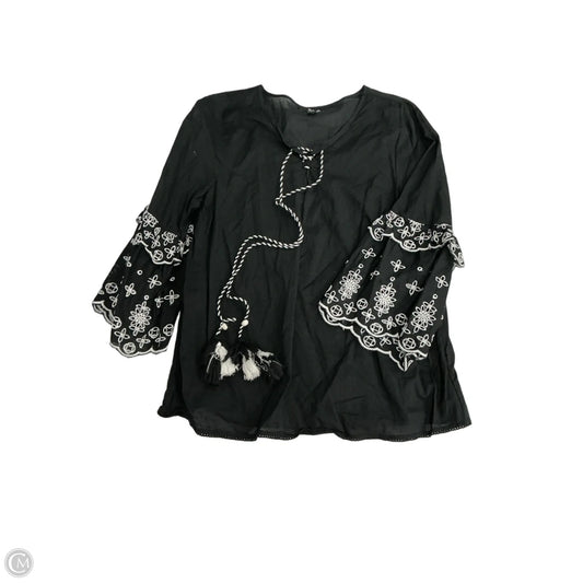 Top Long Sleeve By Ana In Black & White, Size: L