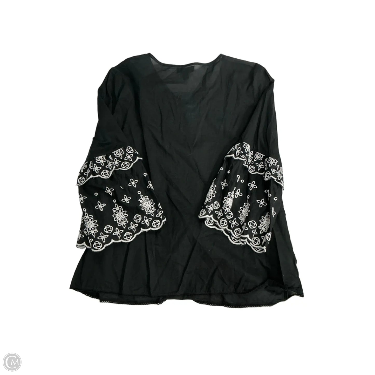Top Long Sleeve By Ana In Black & White, Size: L