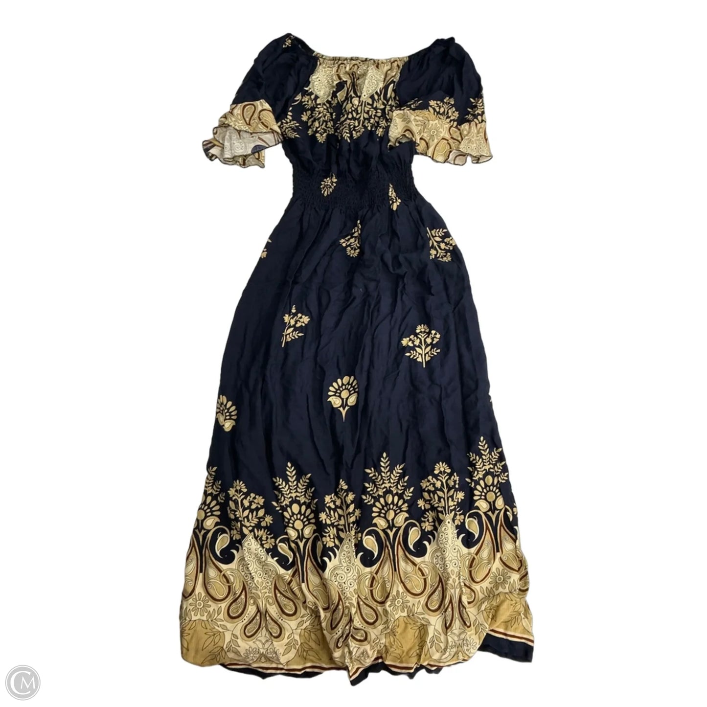 Dress Casual Maxi By Clothes Mentor In Blue & Yellow, Size: L