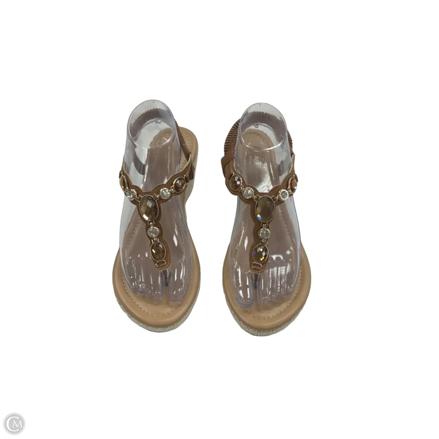 Sandals Heels Wedge By Clothes Mentor In Tan, Size: 10
