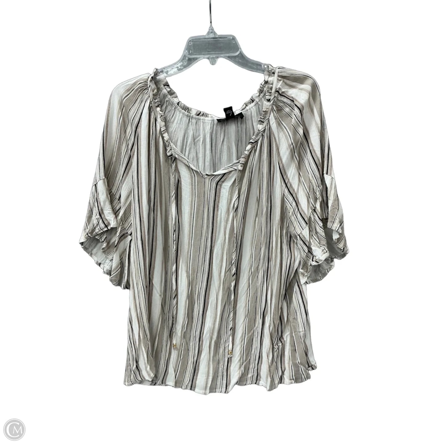 Top Short Sleeve By Agb In Striped Pattern, Size: 2x