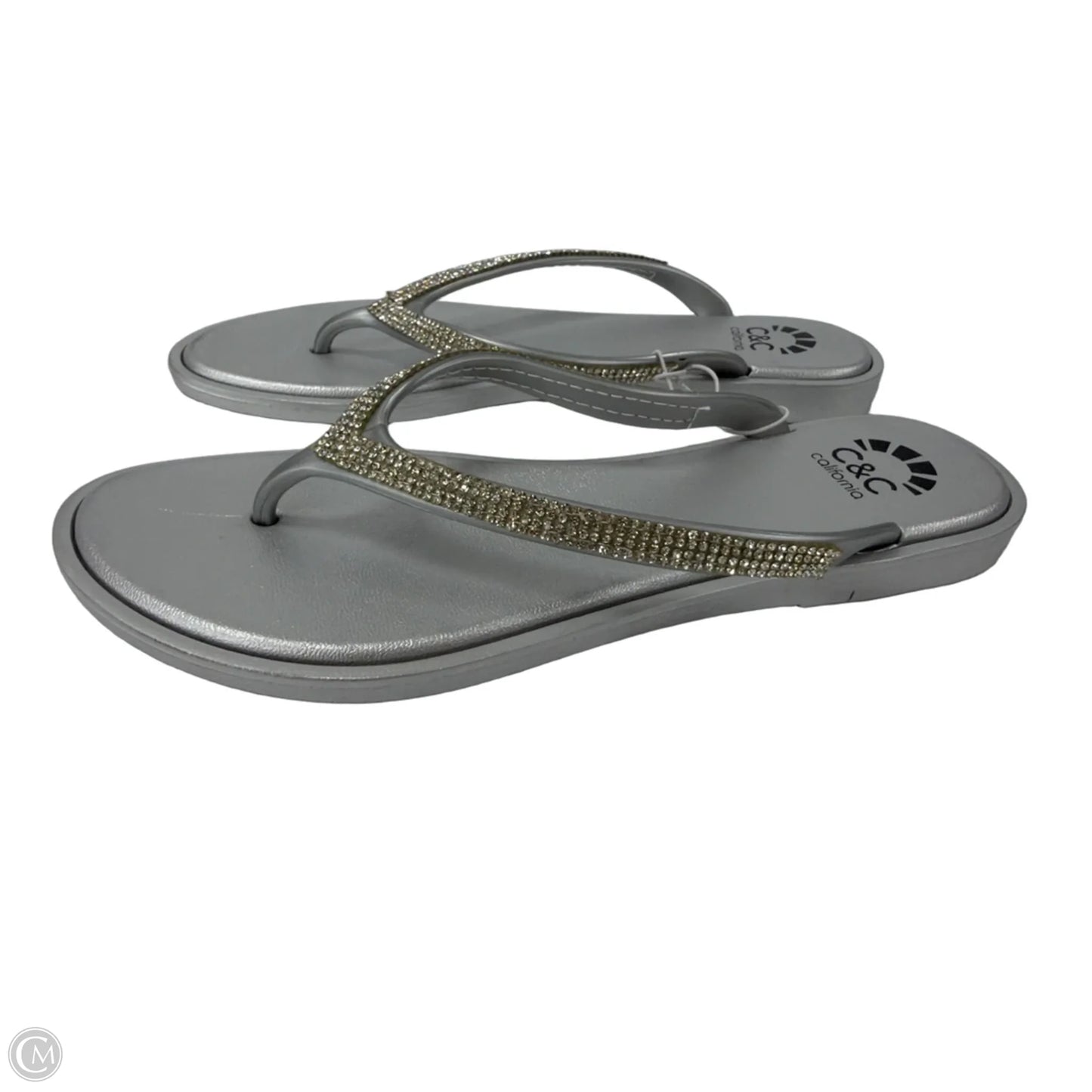 Sandals Flip Flops By C And C In Silver, Size: 10
