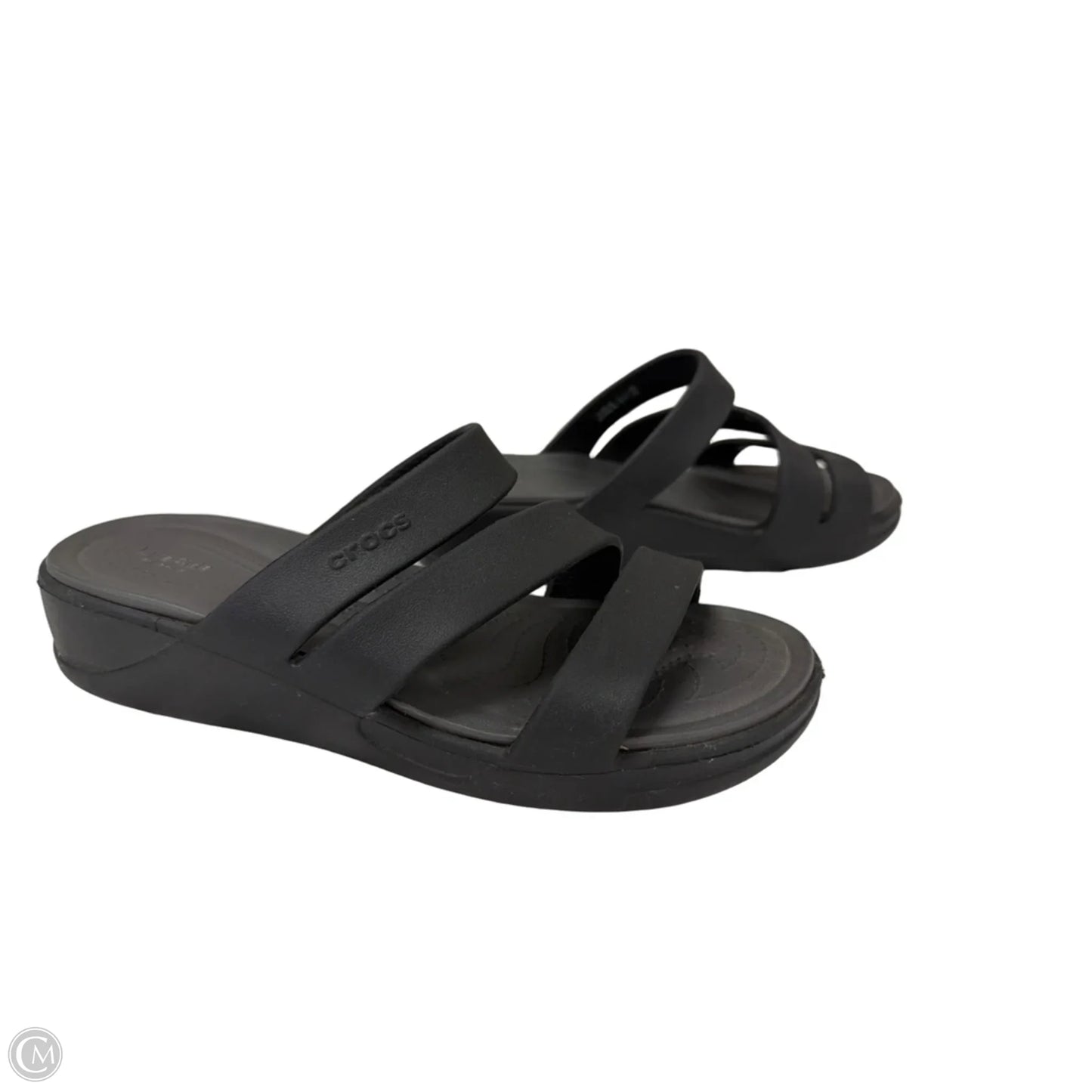 Sandals Flats By Crocs In Black, Size: 8