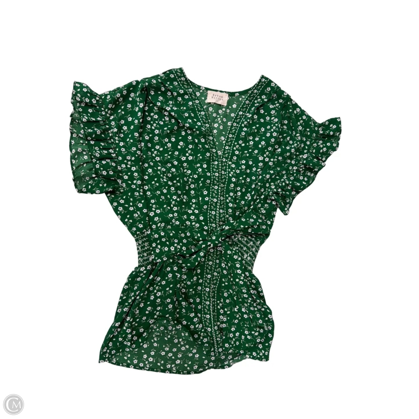 Top Short Sleeve By Clothes Mentor In Green & White, Size: L