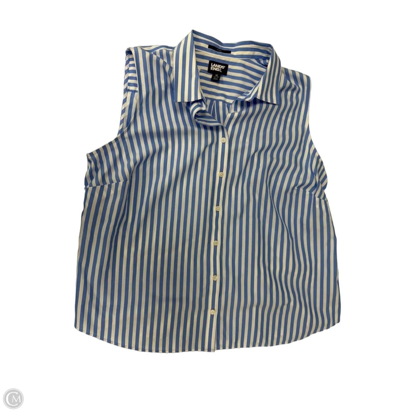 Top Sleeveless By Lands End In Striped Pattern, Size: 1x