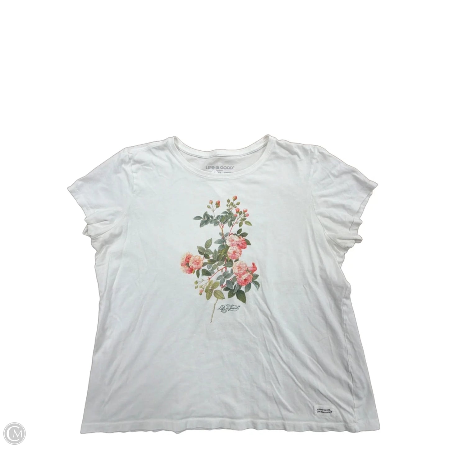 Top Short Sleeve By Life Is Good In White, Size: Xl