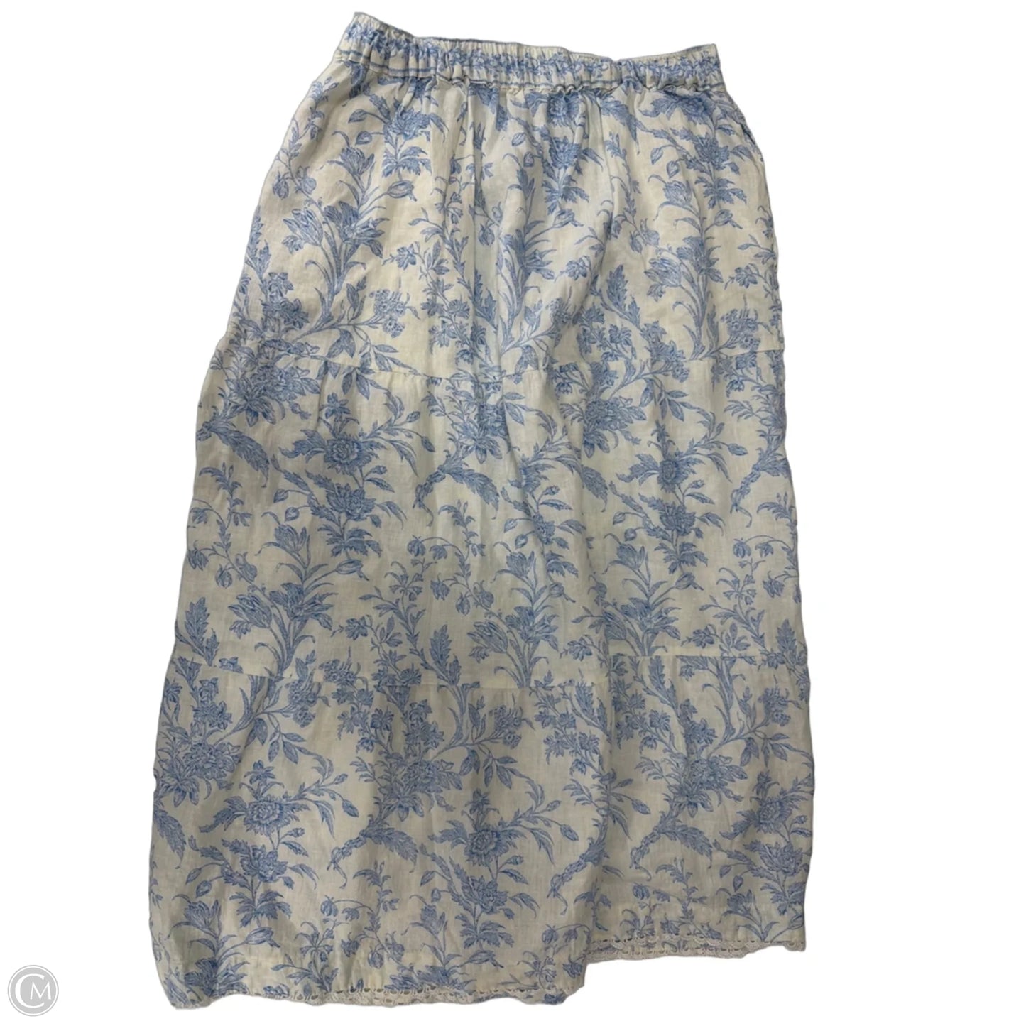 Skirt Maxi By Laura Ashley In Blue & White, Size: M
