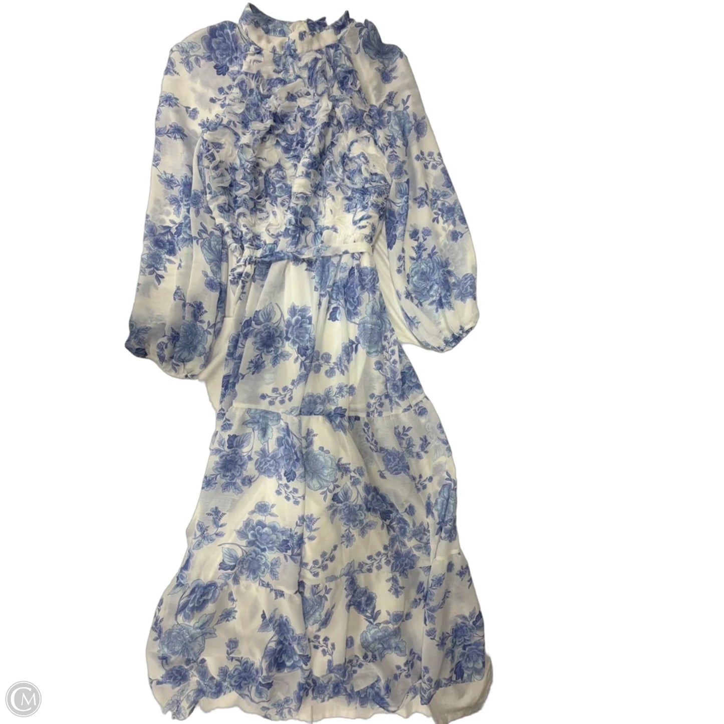 Dress Casual Maxi By Clothes Mentor In Blue & White, Size: 1x