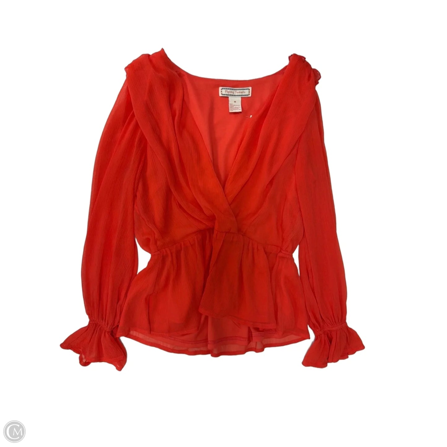 Top Long Sleeve By Flying Tomato In Orange, Size: M