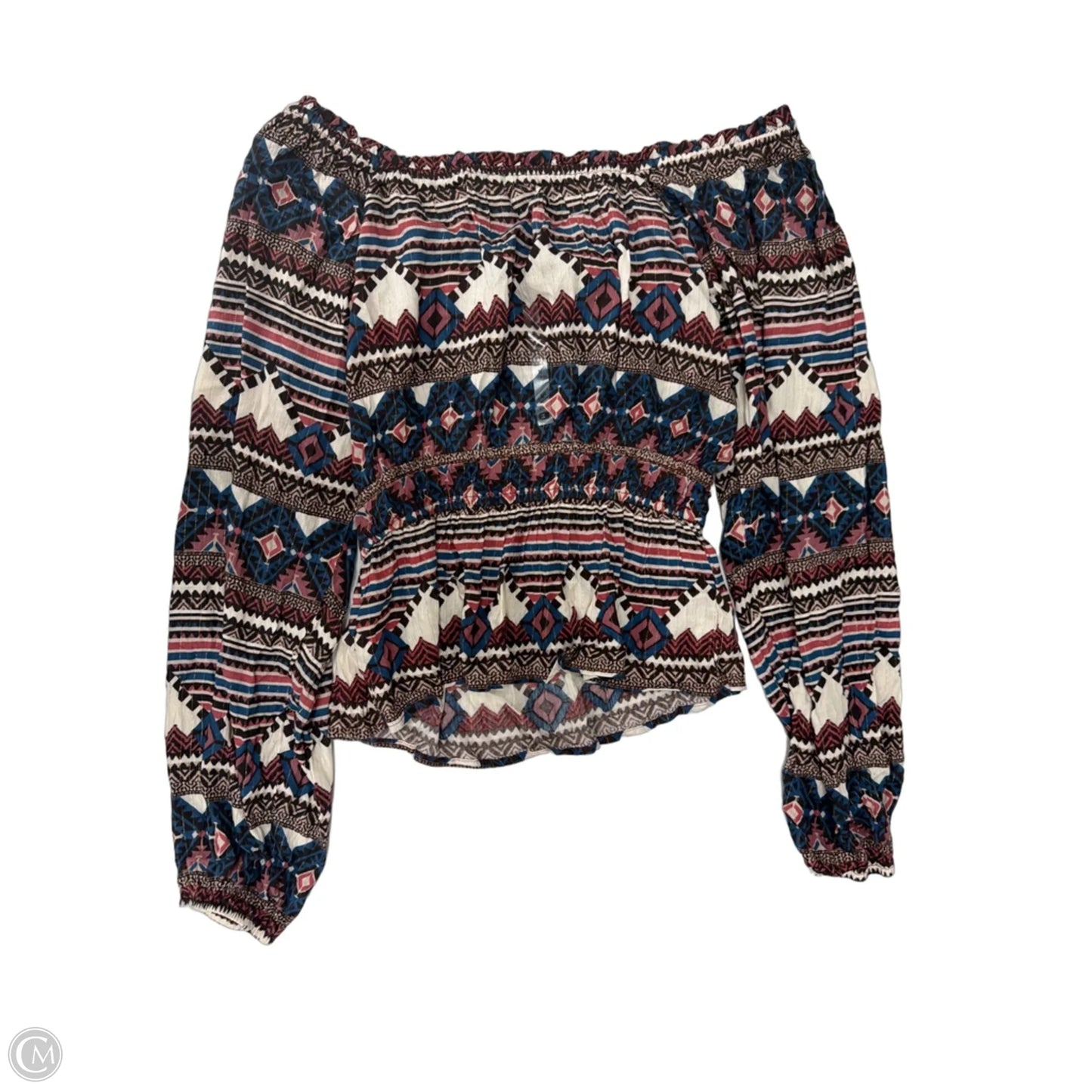 Top Long Sleeve By Clothes Mentor In Geometric Pattern, Size: M