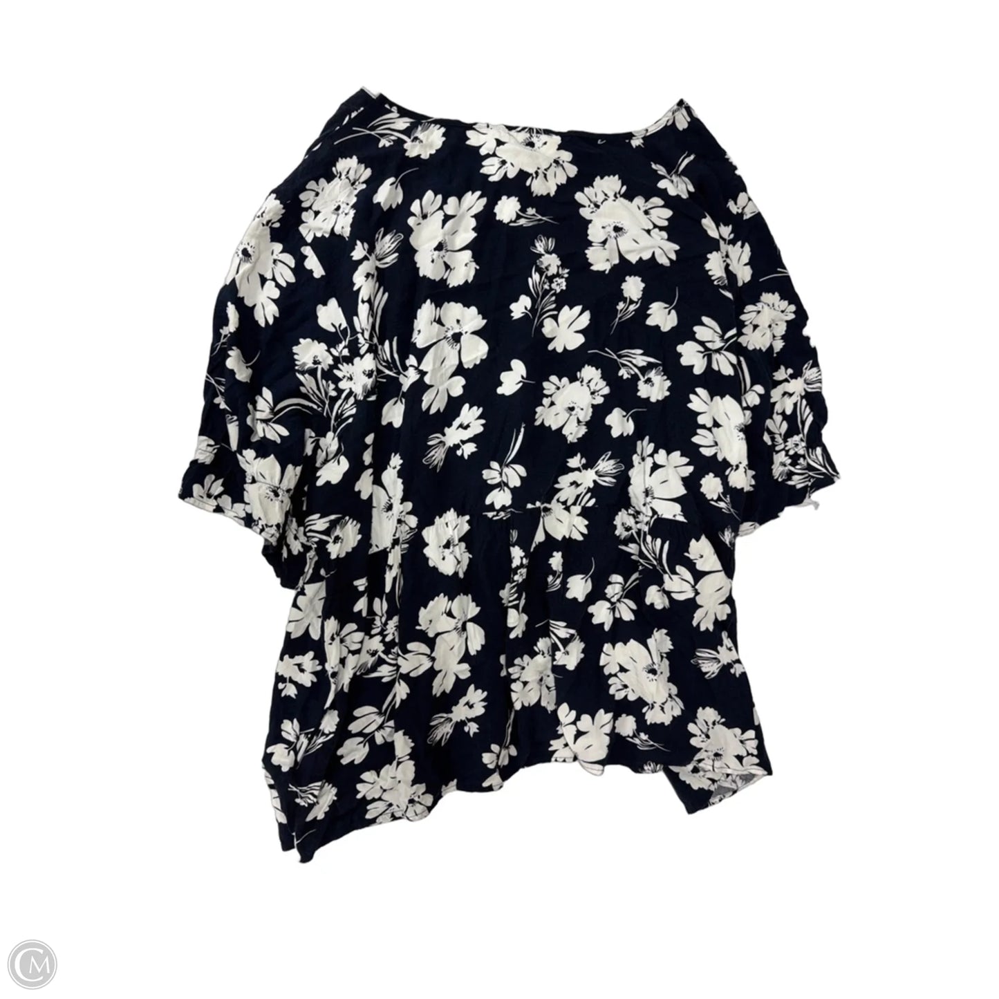Top Short Sleeve By Agnes Orinda In Blue & White, Size: 4x