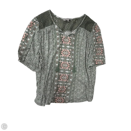 Top Short Sleeve By Absolutely Famous In Green & Pink, Size: 3x