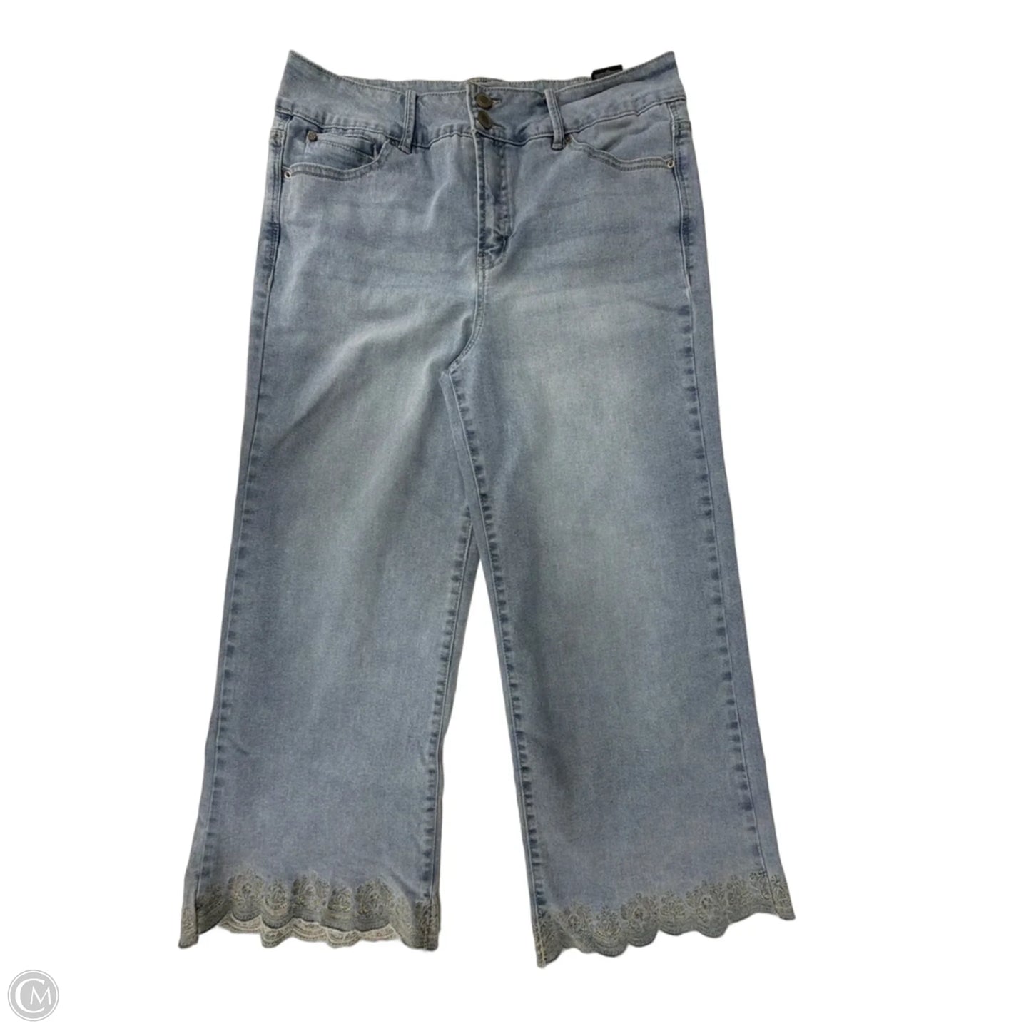 Jeans Wide Leg By Curve Appeal In Blue Denim, Size: 12