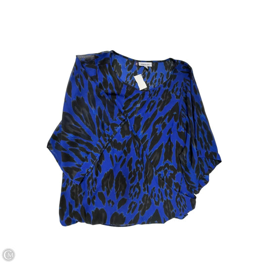 Top 3/4 Sleeve By Jennifer Lopez In Black & Blue, Size: 1x