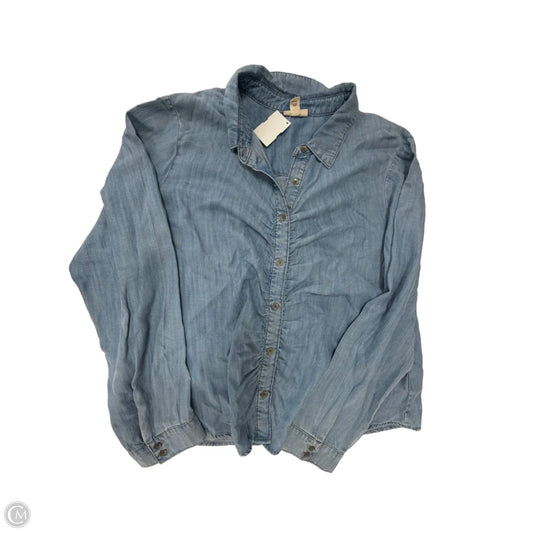 Top Long Sleeve By Ana In Blue Denim, Size: L