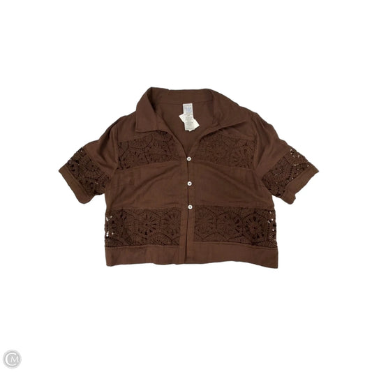 Top Short Sleeve By Time And Tru In Brown, Size: M
