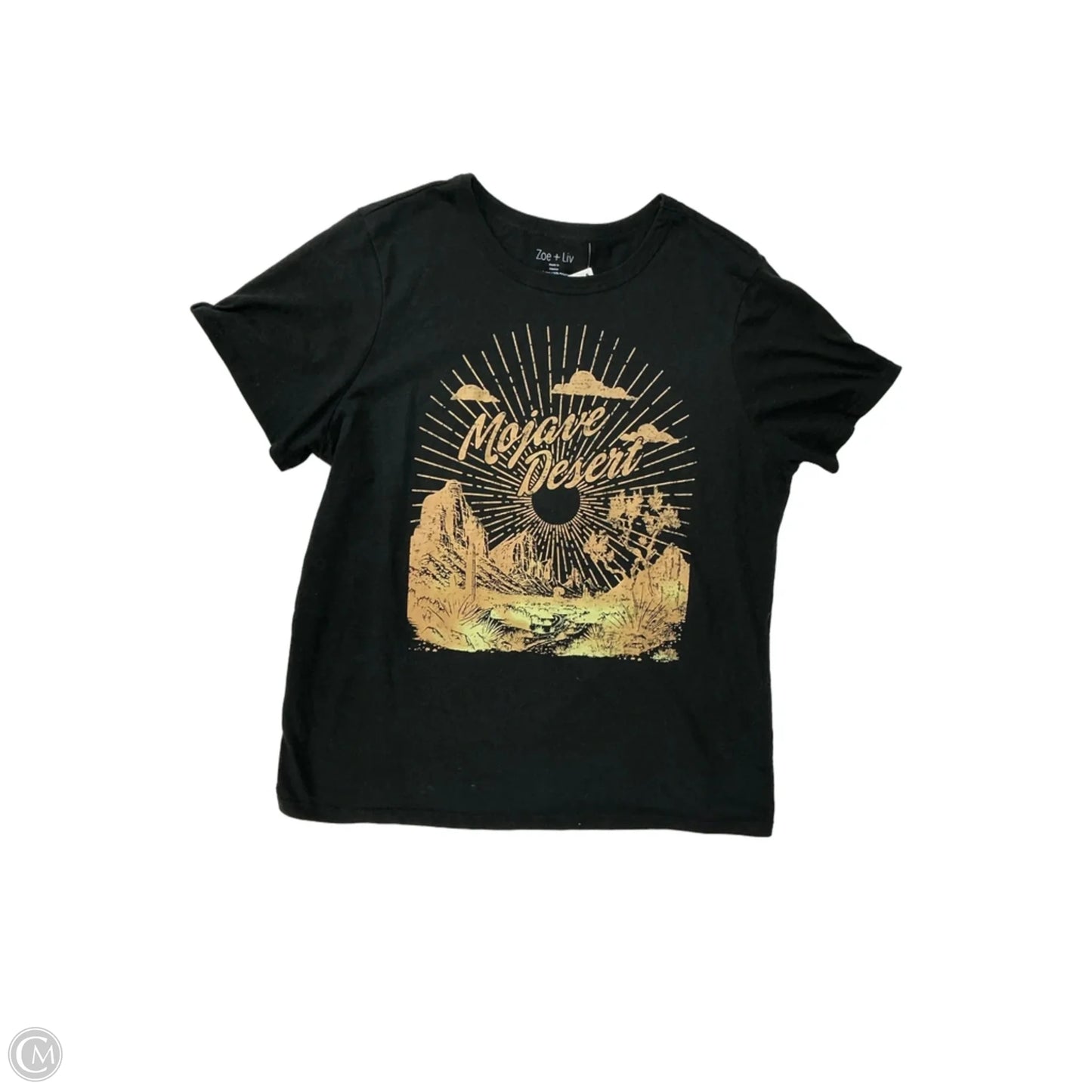 Top Short Sleeve By Zoe And Liv In Black & Brown, Size: L