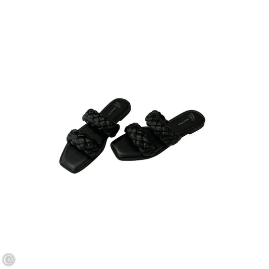 Sandals Flats By Time And Tru In Black, Size: 6.5