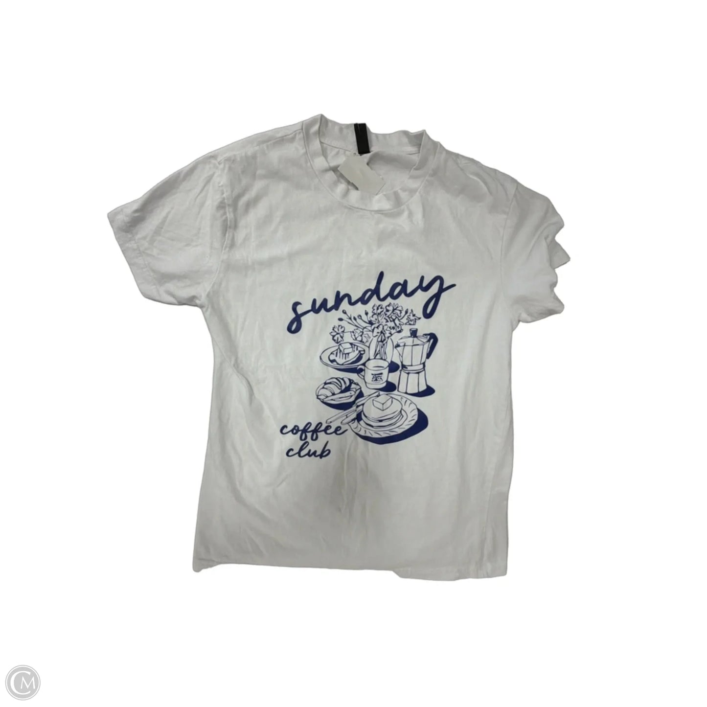 Top Short Sleeve By Clothes Mentor In Blue & White, Size: M