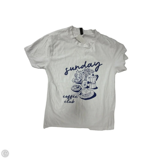 Top Short Sleeve By Clothes Mentor In Blue & White, Size: M