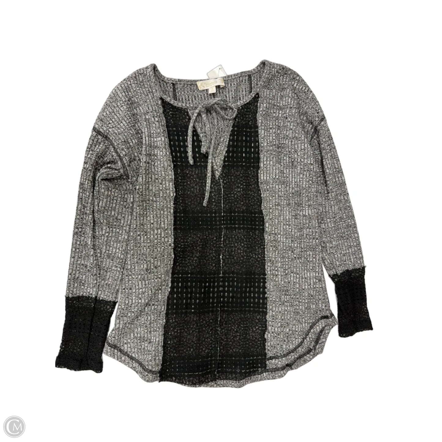 Top Long Sleeve By Suzanne Betro In Black & Grey, Size: S