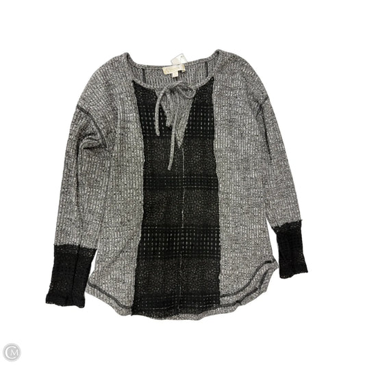 Top Long Sleeve By Suzanne Betro In Black & Grey, Size: S