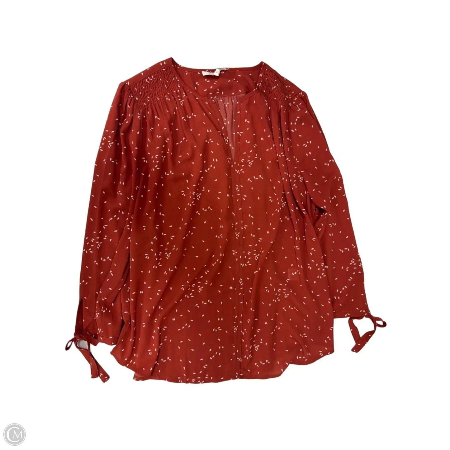 Top Long Sleeve By Monday Fun In Red & White, Size: Xl