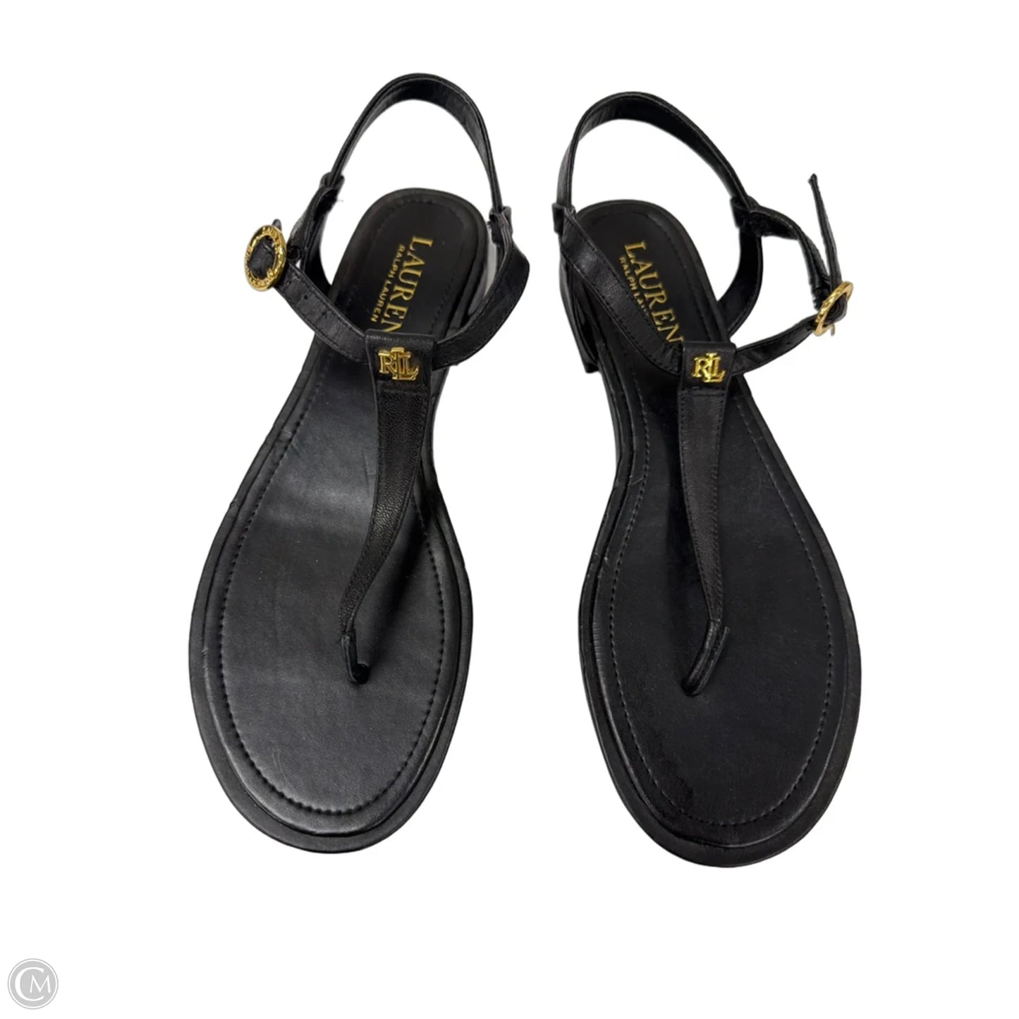 Sandals Flats By Lauren By Ralph Lauren In Black, Size: 7.5