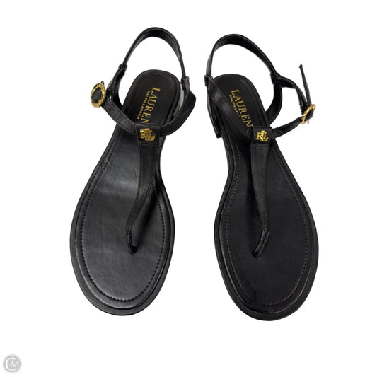Sandals Flats By Lauren By Ralph Lauren In Black, Size: 7.5