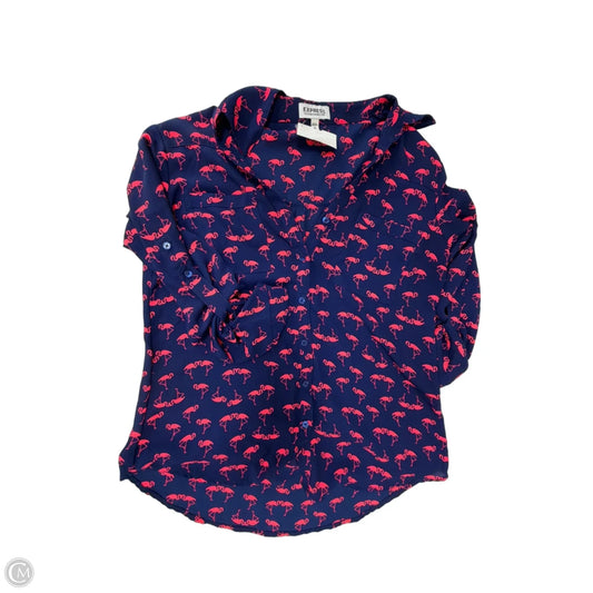 Top Long Sleeve By Express In Blue & Pink, Size: S