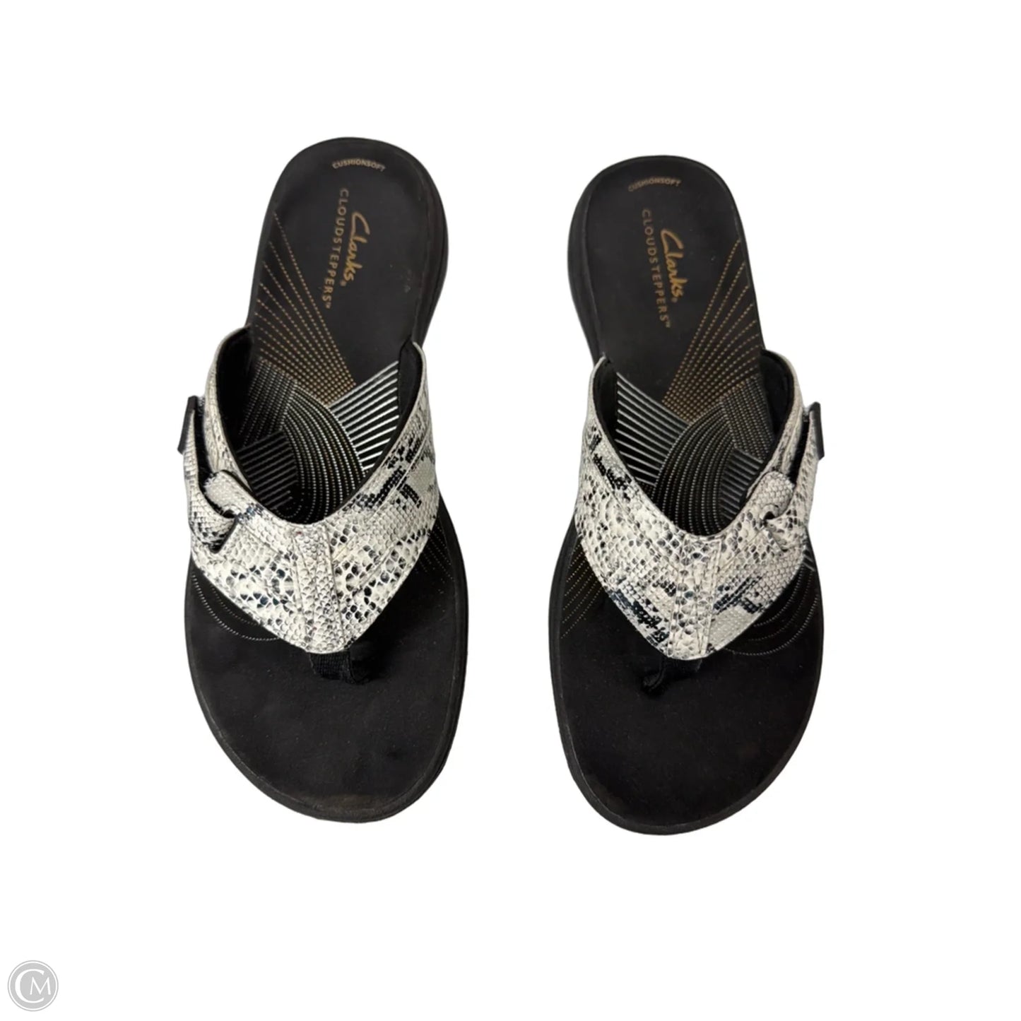 Sandals Flip Flops By Clarks In Black & White, Size: 8
