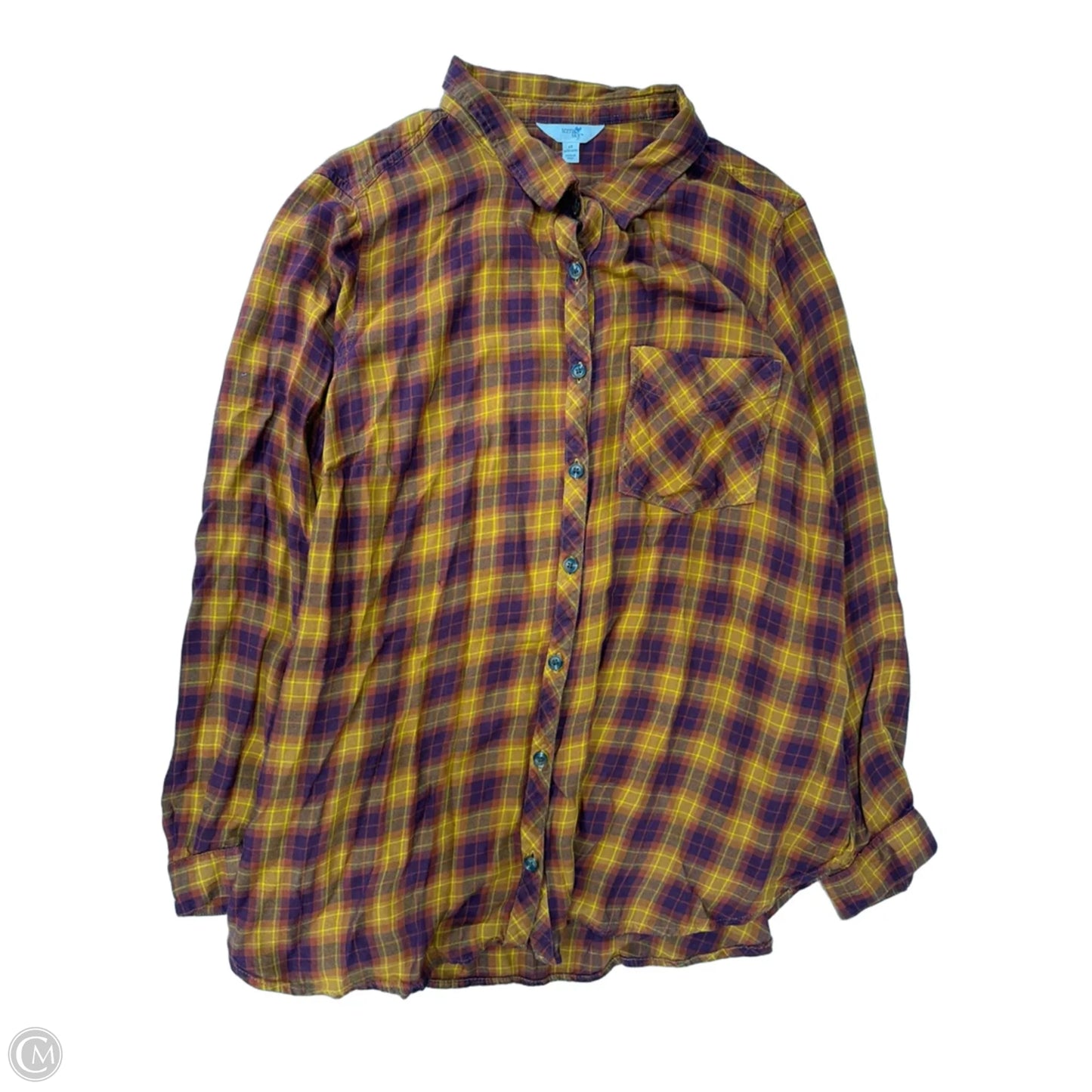 Top Long Sleeve By Terra & Sky In Plaid Pattern, Size: 2x