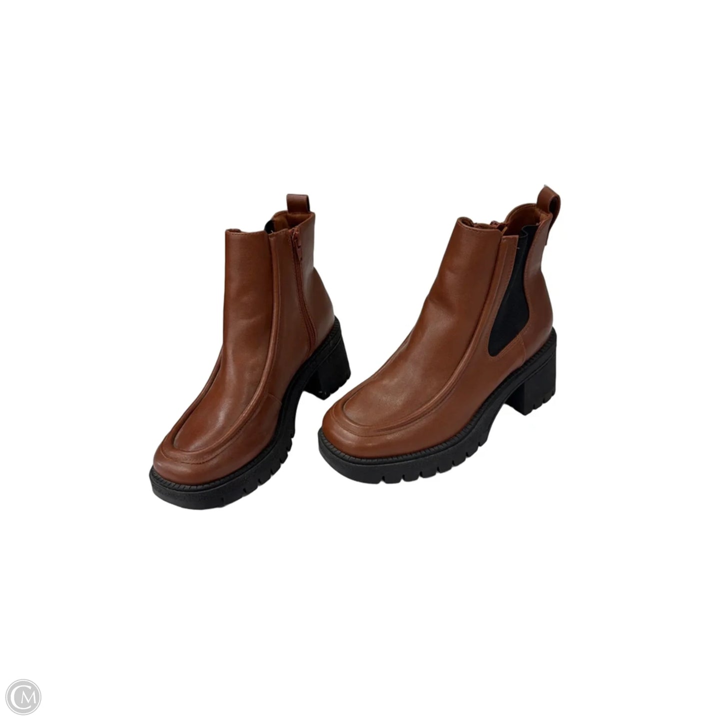 Boots Ankle Heels By Clothes Mentor In Black & Brown, Size: 8