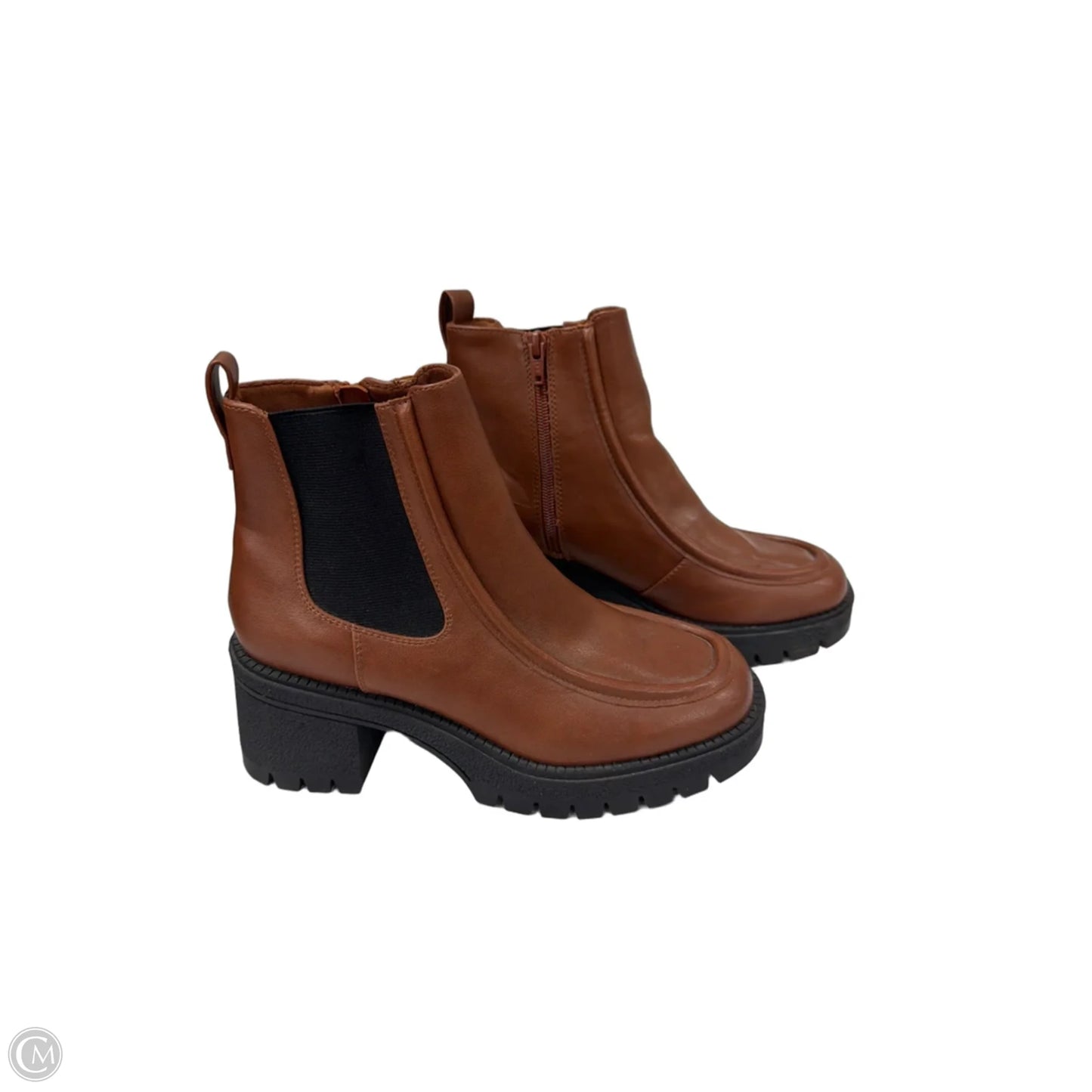 Boots Ankle Heels By Clothes Mentor In Black & Brown, Size: 8