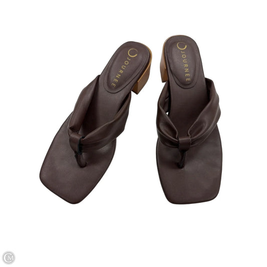 Sandals Heels Block By Journee In Brown, Size: 7