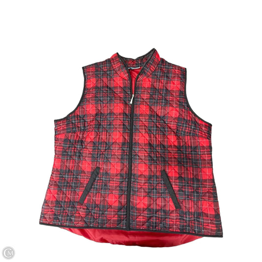 Vest Puffer & Quilted By Karen Scott In Plaid Pattern, Size: 1x