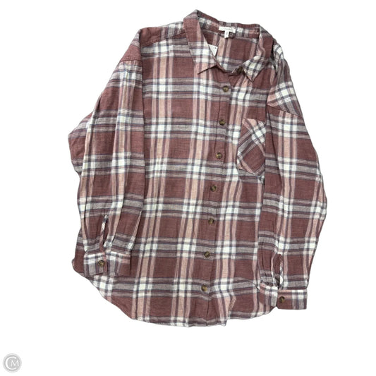 Top Long Sleeve By Maurices In Plaid Pattern, Size: 2x