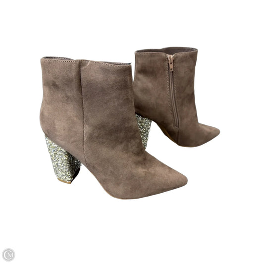 Boots Ankle Heels By Bamboo In Grey, Size: 7.5