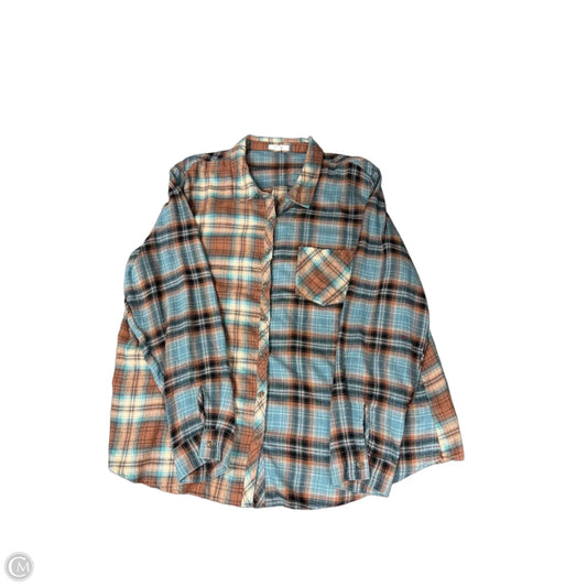 Top Long Sleeve By Maurices In Plaid Pattern, Size: 1x