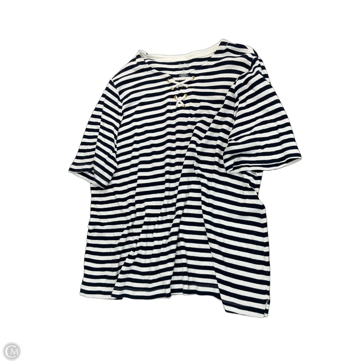 Top Short Sleeve By Croft And Barrow In Striped Pattern, Size: 2x