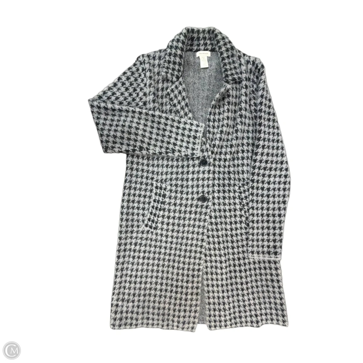Coat Trench Coat By Max Studio In Black & Grey, Size: M