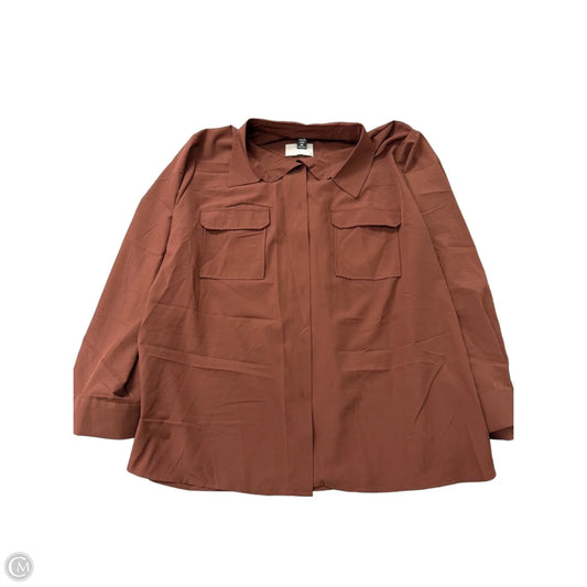 Top Long Sleeve By Shein In Brown, Size: 4x