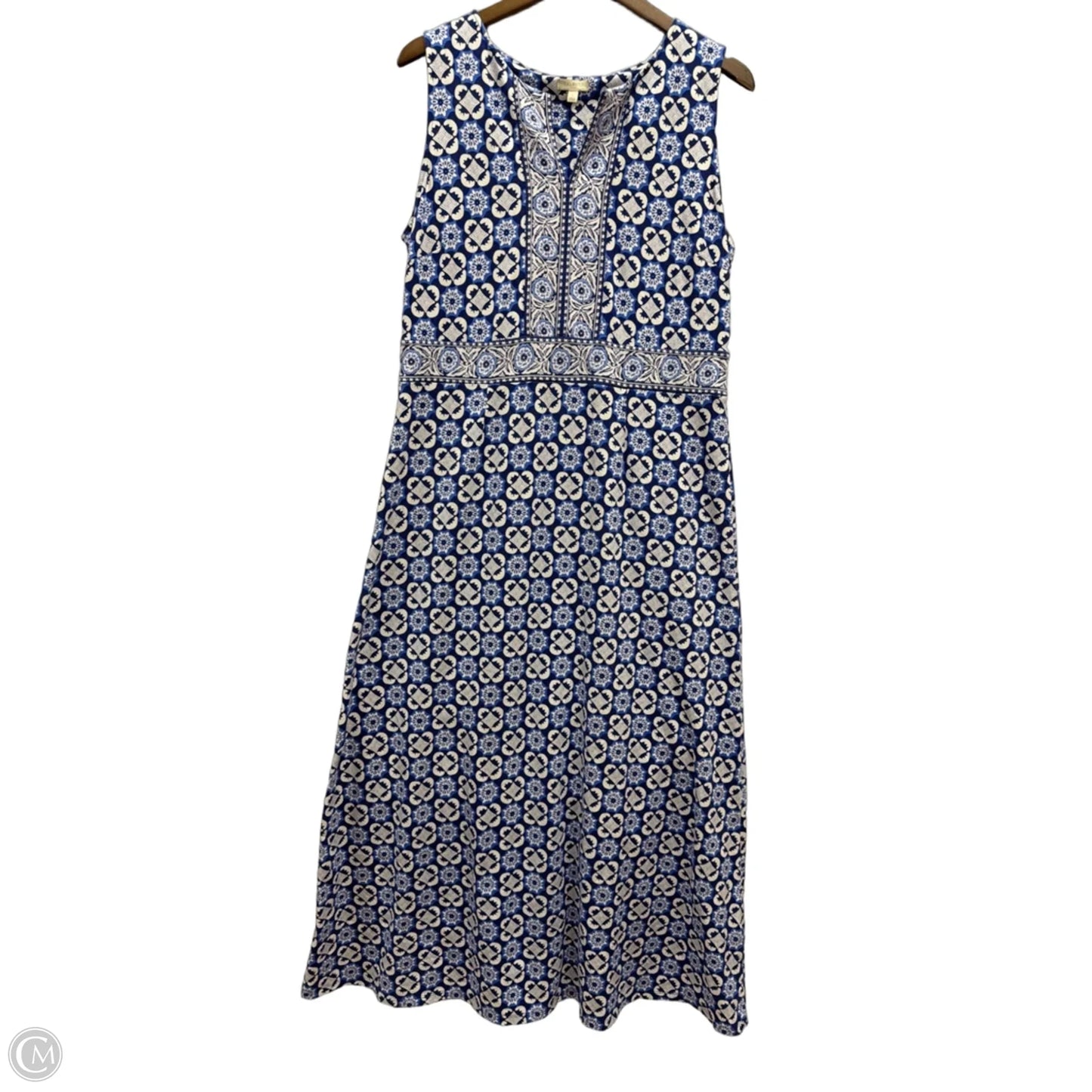 Dress Casual Maxi By Talbots In Blue & White, Size: L