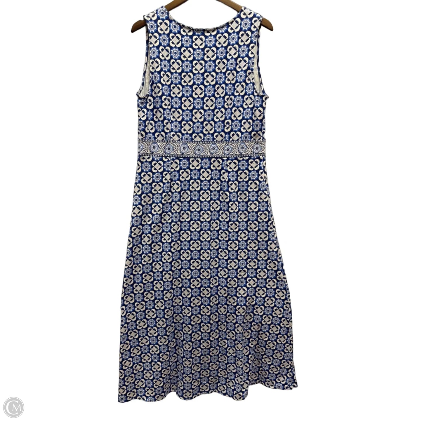 Dress Casual Maxi By Talbots In Blue & White, Size: L