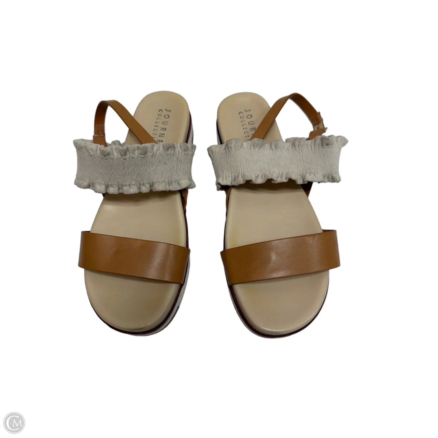 Sandals Flats By Journee In Brown & Cream, Size: 8.5